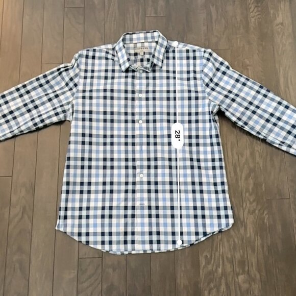 Express Blue & White Check Large 16-16.5 Fitted Men's Button Down Shirt - Picture 11 of 11